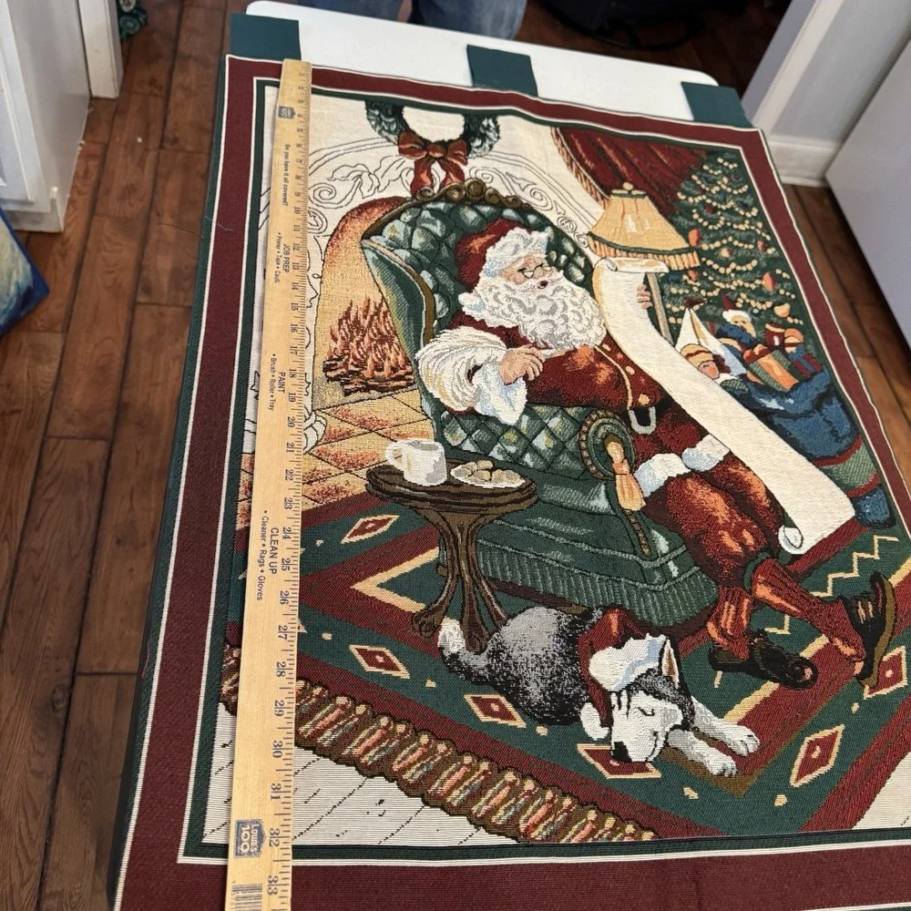 Christmas Hanging Woven‎ tapestry image of Santa with children request list